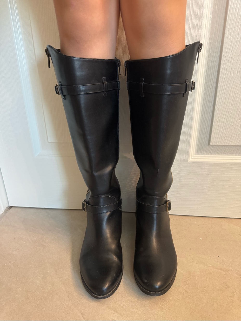 Nine West Black Over-the-Knee Riding Boots with Buckle Detail